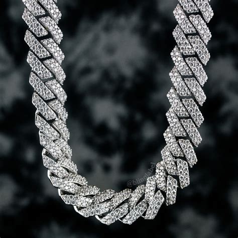 15mm Straight Edge Diamond Iced Cuban Link Chain In White Gold Bling Label