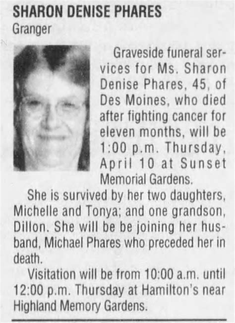 Obituary For Sharon Denise Phares Aged 45