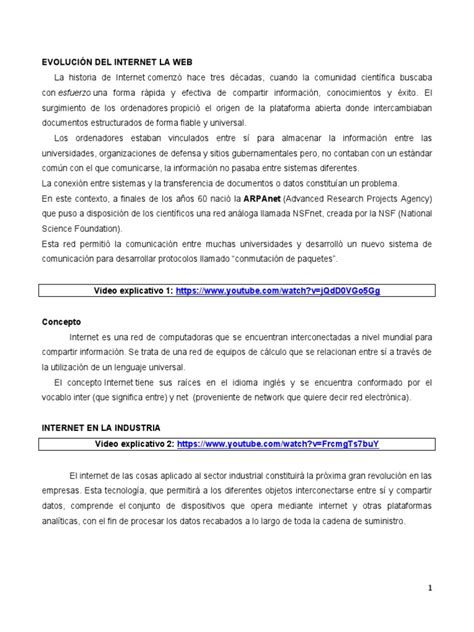 Evolución Del Internet Y La Web Pdf Red Mundial Internet Y Web