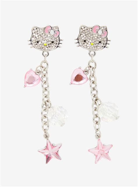 Hello Kitty Bling Drop Earrings Hot Topic Hello Kitty Jewelry