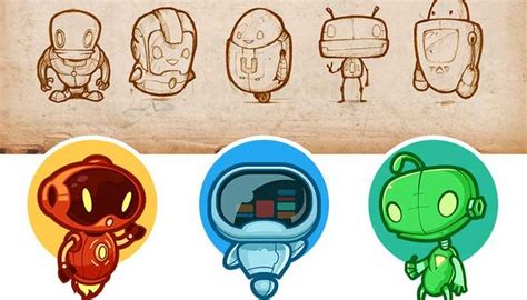 illustration  cute  robots  sketch processing video