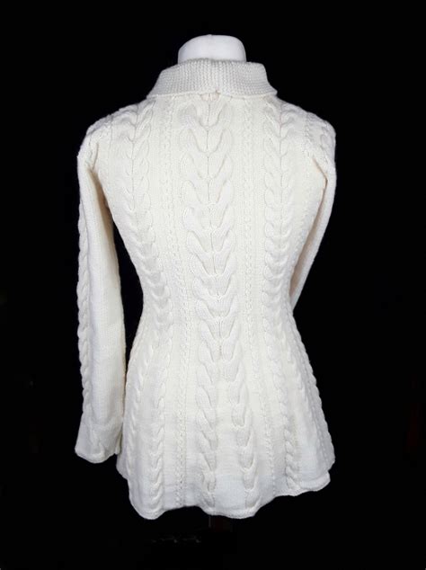 Hand Knitted Fit N Flared Aran Style Jacket Cardigan With Etsy Uk