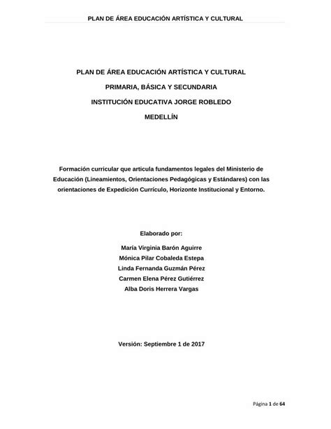 PDF PLAN DE ÁREA EDUCACIÓN ARTÍSTICA Y master2000 net recursos menu