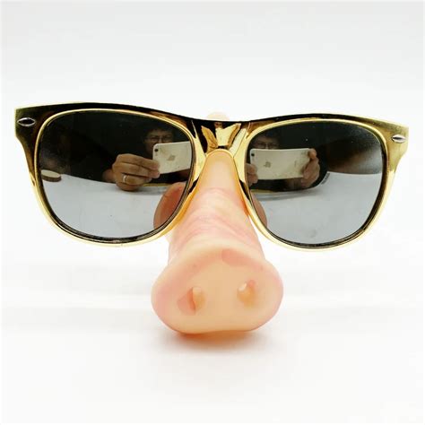 Novelty Pig Nose Sunglasses Gold Sunglasses Funny Piggy Costume Props ...