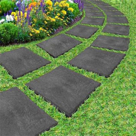 Greenfingers Recycled Rubber Stomp Stepping Stone 4 Pack Slate