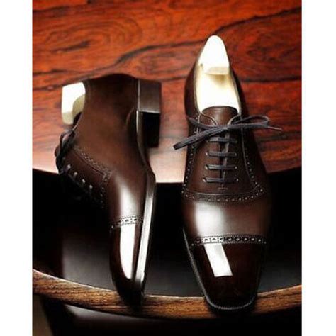 Men S Handmade Leather Brown Patina Oxfords Lace Up Dress Shoes Formal