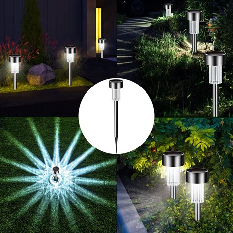 Solar Lights Outdoor 24 Pack Stainless Steel Outdoor Solar Lights Waterproof Led Landscape