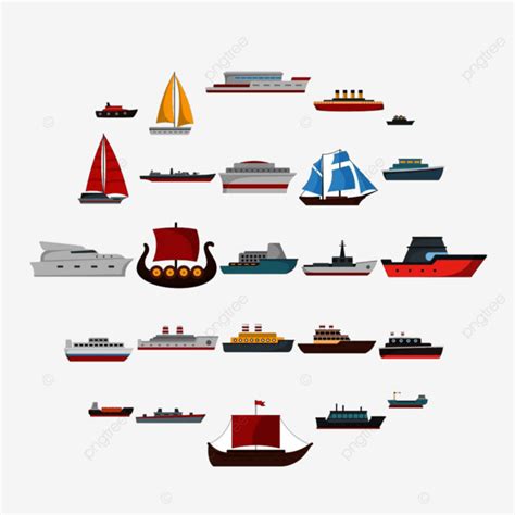 Ship And Boats Icons Set Boat Ship Group Png And Vector With