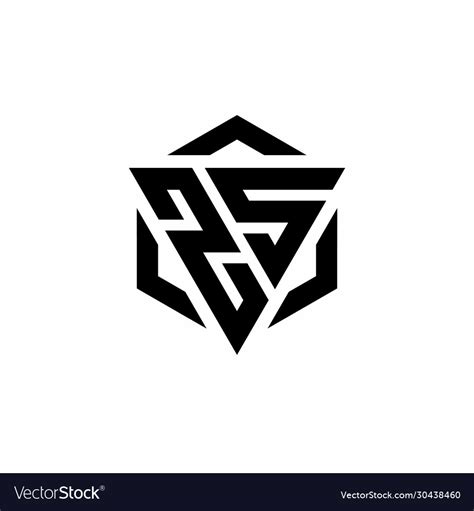 Zs Logo Monogram With Triangle And Hexagon Modern Vector Image