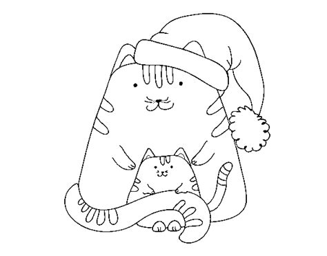 Dibujo De Gatitos Navideños Para Colorear