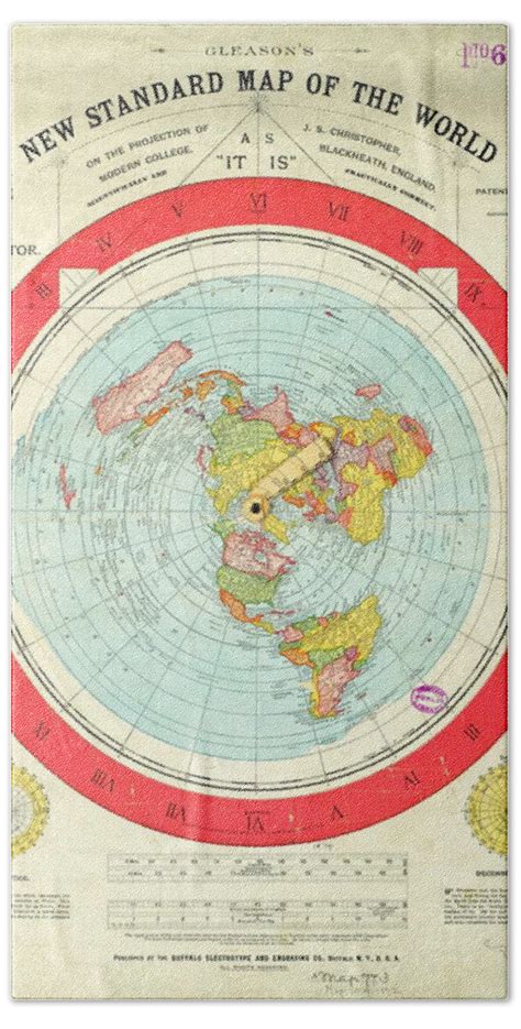 Alexander Gleason S New Standard Map Of The World 1892 Flat Earth Map Beach Towel By Flat