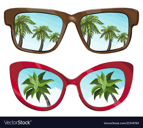 Sunglasses reflecting tropical palm Royalty Free Vector