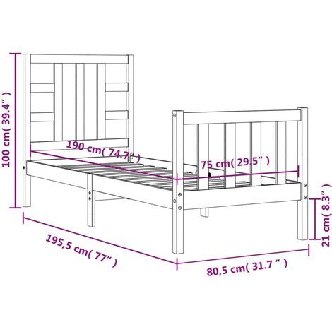 Bed Frame Without Mattress Small Single Solid Wood Pine VidaXL