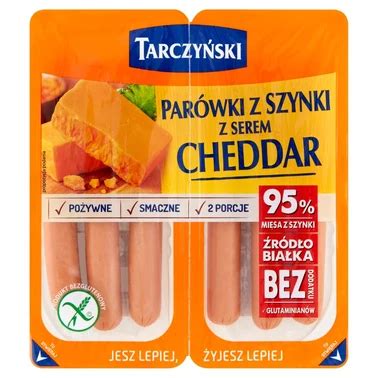 Tarczyński Parówki premium z szynki z serem cheddar 180 g 2 x 90 g