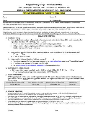 Fillable Online Custom Verification Worksheet V