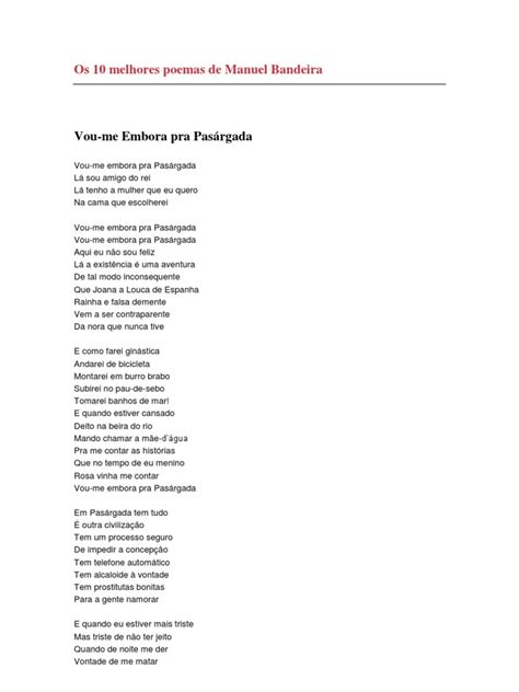 Frases De Manuel Bandeira - Os 10 Melhores Poemas de Manuel Bandeira | PDF | Poesia lírica | Amor