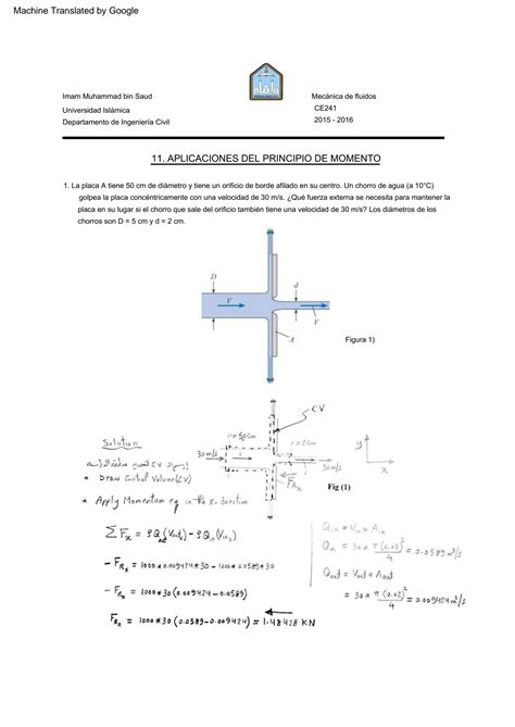 Solution Examen Final Con Soluci N De Mec Nica De Fluidos Ingenier A