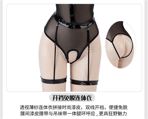 Black Sexy Policewoman Costume Hentai Lingerie Cosplay Erotic Cop Open Crotch Bodysuit