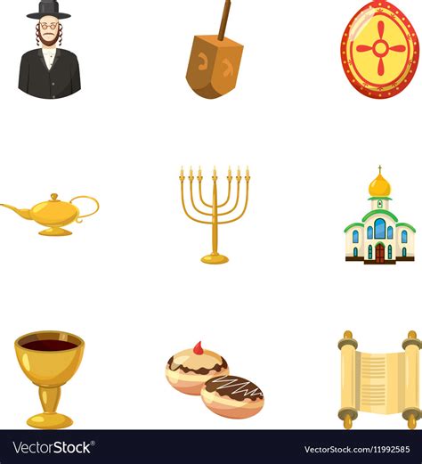 Beliefs Icons Set Cartoon Style Royalty Free Vector Image