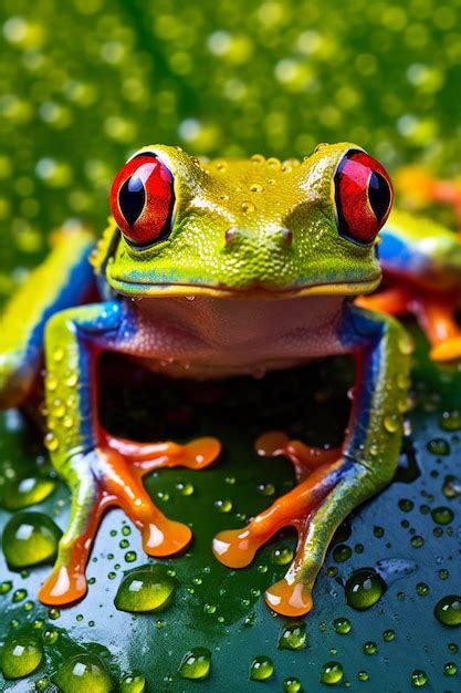 Vista Della Rana Dai Colori Vivaci In Natura Foto Gratis