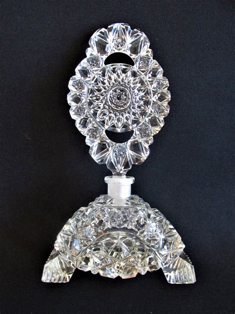 Vintage Bohemian Cut Glass Crystal Perfume Bottle Stopper Perfect Condition 79 In Tall Etsy