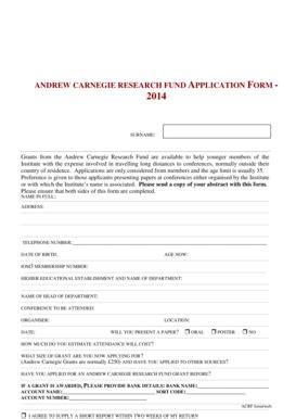 Fillable Online Surrey Ac Andrew Carnegie Research Fund Application