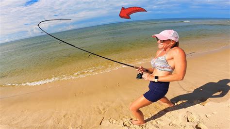 Beach Fishing With Live Shrimp And Caught The Biggest Ever Youtube