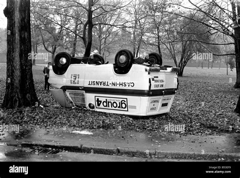 A Group 4 Security Van Upside Down After The Accident November 1969