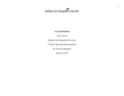 Cyb Module Four Lab Worksheet Lab Worksheet Chris Lawton