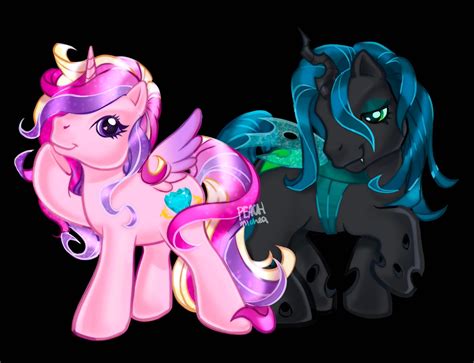 Safe Artist Peachmichea Princess Cadance Queen Chrysalis