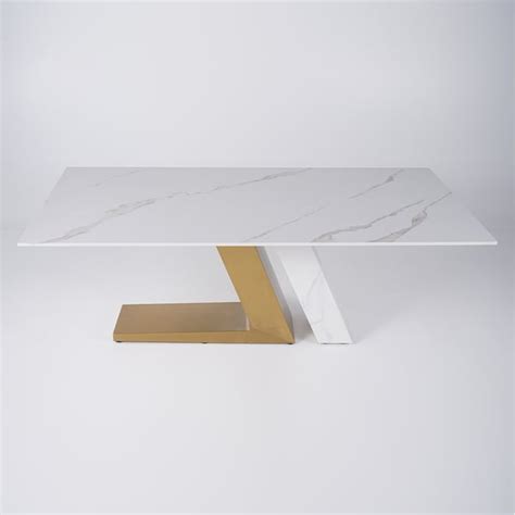 Luxotic Modern Mm White Dining Table For Rectangle Sintered Stone