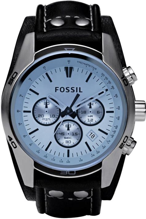 Fossil Coachman Mens Watch With Genuine Leather Bracelet Cuff Fossil Watches For Men Leather