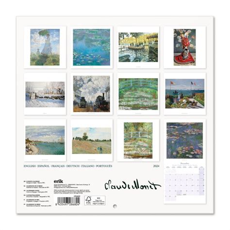 Calendario De Pared 2024 Claude Monet Erikstore