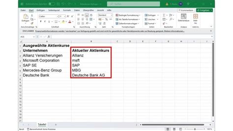 Microsoft Excel Aktienkurse Abrufen Computerwoche