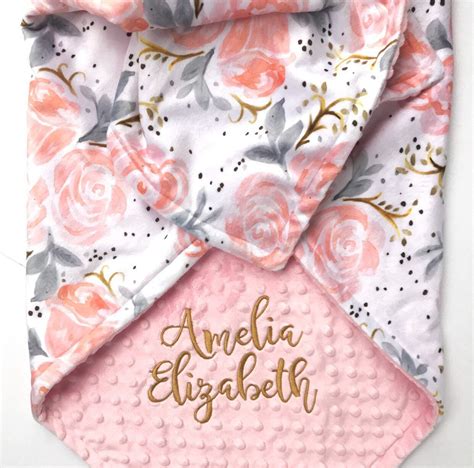 Minky Baby Blanket Personalized Baby Blanket Girl Baby Shower Gift