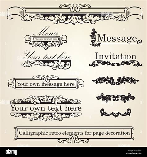 Set Flourish Calligraphy Vintage Doodle High Resolution Stock