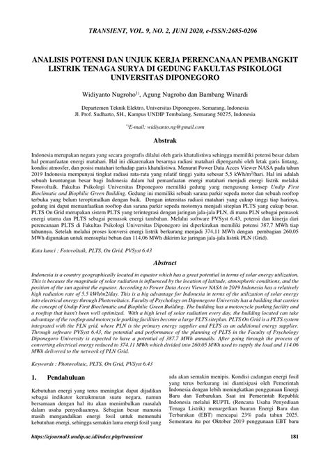 PDF ANALISIS POTENSI DAN UNJUK KERJA PERENCANAAN PEMBANGKIT LISTRIK