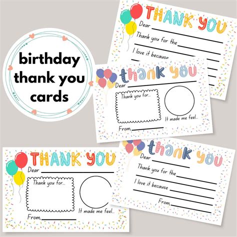 Customizable Birthday Thank You Cards Digital Printable Download - Etsy