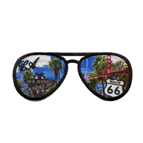 California Landmarks Sunglasses Patch Golden State Travel Embroidered Iron On