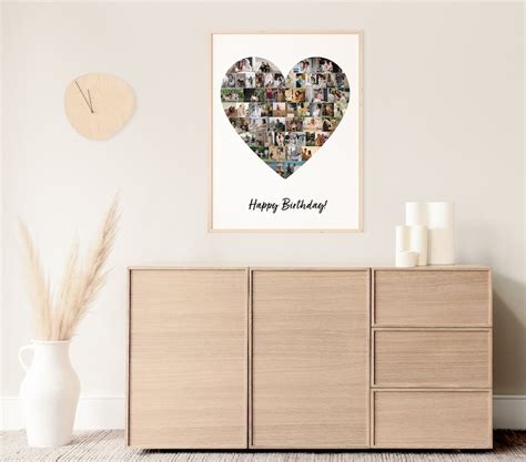 Heart Photo Collage First Anniversary Gift Custom Heart Etsy