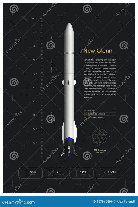 New Glenn Rocket 3d Illustration Poster Stock Illustration