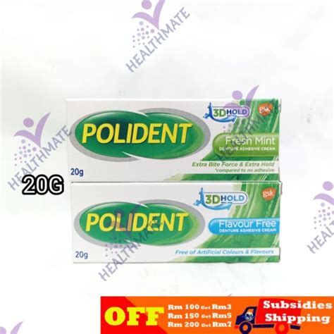 Polident Denture Adhesive Cream Flavour Freefresh Mint 20g Lazada