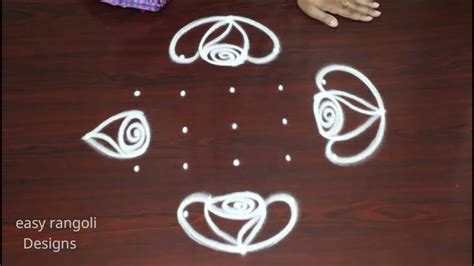 Flower Kolam Rangoli Designs Easy And Simple Muggulu With 7x1 Dots