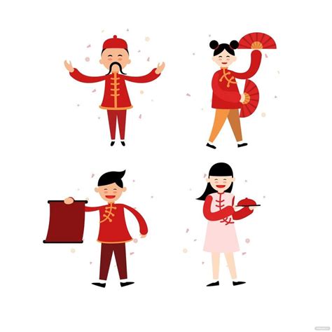 Chinese New Year Characters Vector In Illustrator Svg Eps Png