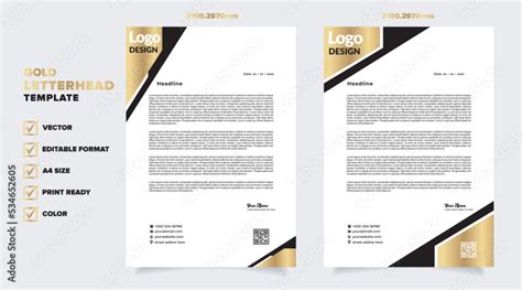 Luxury Gold Letterhead Design Template For Stationary For Business