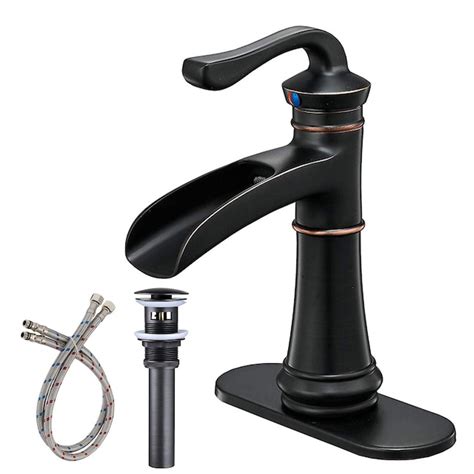 Bwe Oil Rubbed Bronze Single Hole 1 Handle Waterfall Bathroom Sink