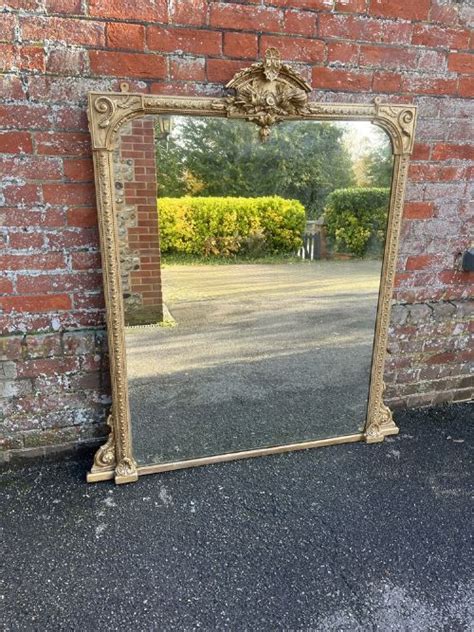 A Stunning Large Antique English 19th Century Carved Wood Gesso Gilt