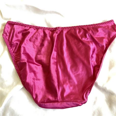 Vintage Shiny PANTIES Bikini Brief Liquid SATIN Second Skin Hot Pink L Hi Cut EBay