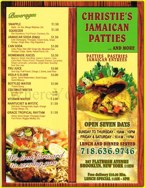 Christie's Jamaican Patties Restaurant in Brooklyn / Menus & Photos