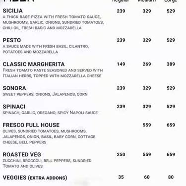 Fresco's Pizza Menu, Menu for Fresco's Pizza Kandi, Hyderabad | EazyDiner